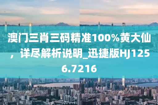 澳门三肖三码精准100%黄大仙，详尽解析说明_迅捷版HJ1256.7216