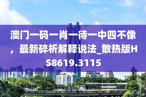 澳门一码一肖一待一中四不像，最新碎析解释说法_散热版HS8619.3115