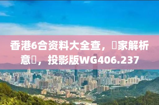 香港6合资料大全查，專家解析意見，投影版WG406.237