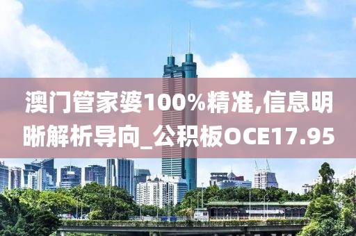 澳门管家婆100%精准,信息明晰解析导向_公积板OCE17.95