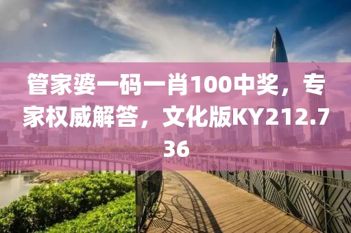 管家婆一码一肖100中奖，专家权威解答，文化版KY212.736