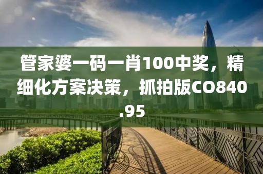 管家婆一码一肖100中奖，精细化方案决策，抓拍版CO840.95