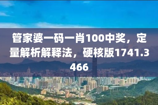 管家婆一码一肖100中奖，定量解析解释法，硬核版1741.3466