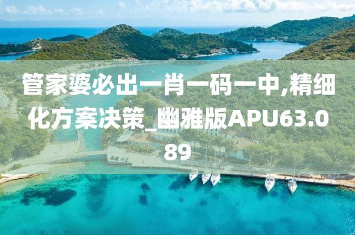管家婆必出一肖一码一中,精细化方案决策_幽雅版APU63.089