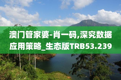 澳门管家婆-肖一码,深究数据应用策略_生态版TRB53.239