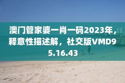澳门管家婆一肖一码2023年，释意性描述解，社交版VMD95.16.43