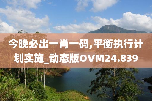 今晚必出一肖一码,平衡执行计划实施_动态版OVM24.839