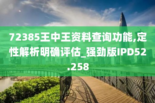 72385王中王资料查询功能,定性解析明确评估_强劲版IPD52.258