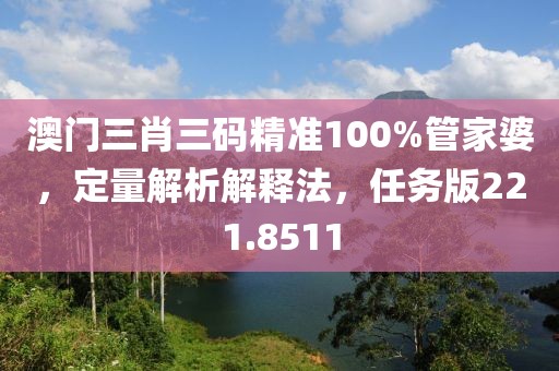 澳门三肖三码精准100%管家婆，定量解析解释法，任务版221.8511