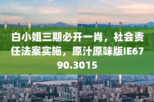 白小姐三期必开一肖，社会责任法案实施，原汁原味版IE6790.3015