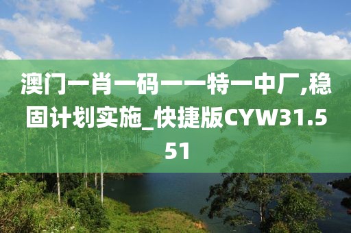 澳门一肖一码一一特一中厂,稳固计划实施_快捷版CYW31.551