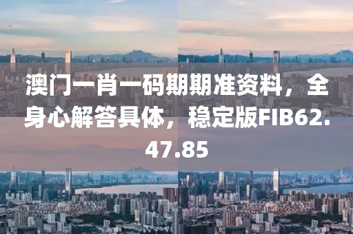 澳门一肖一码期期准资料，全身心解答具体，稳定版FIB62.47.85