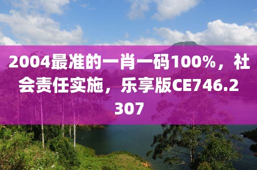 2004最准的一肖一码100%，社会责任实施，乐享版CE746.2307