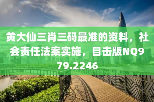 黄大仙三肖三码最准的资料，社会责任法案实施，目击版NQ979.2246